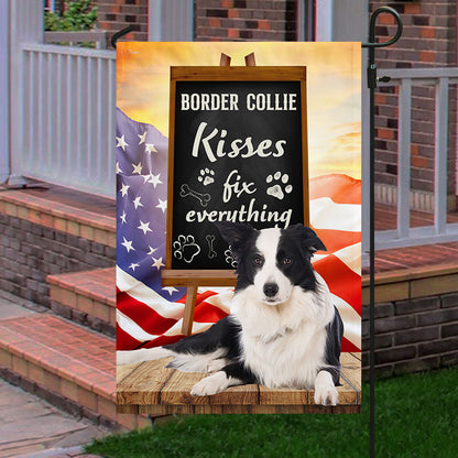 Border Collie Kisses Fix Everything Flag QNK1035Fv2