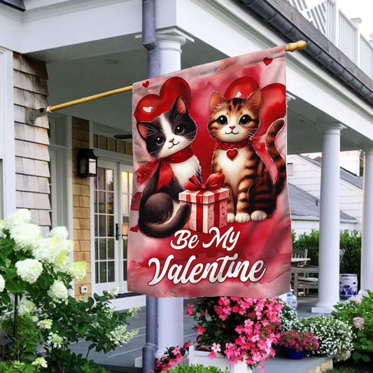Be My Valentine Cat Couple Flag VTM922F