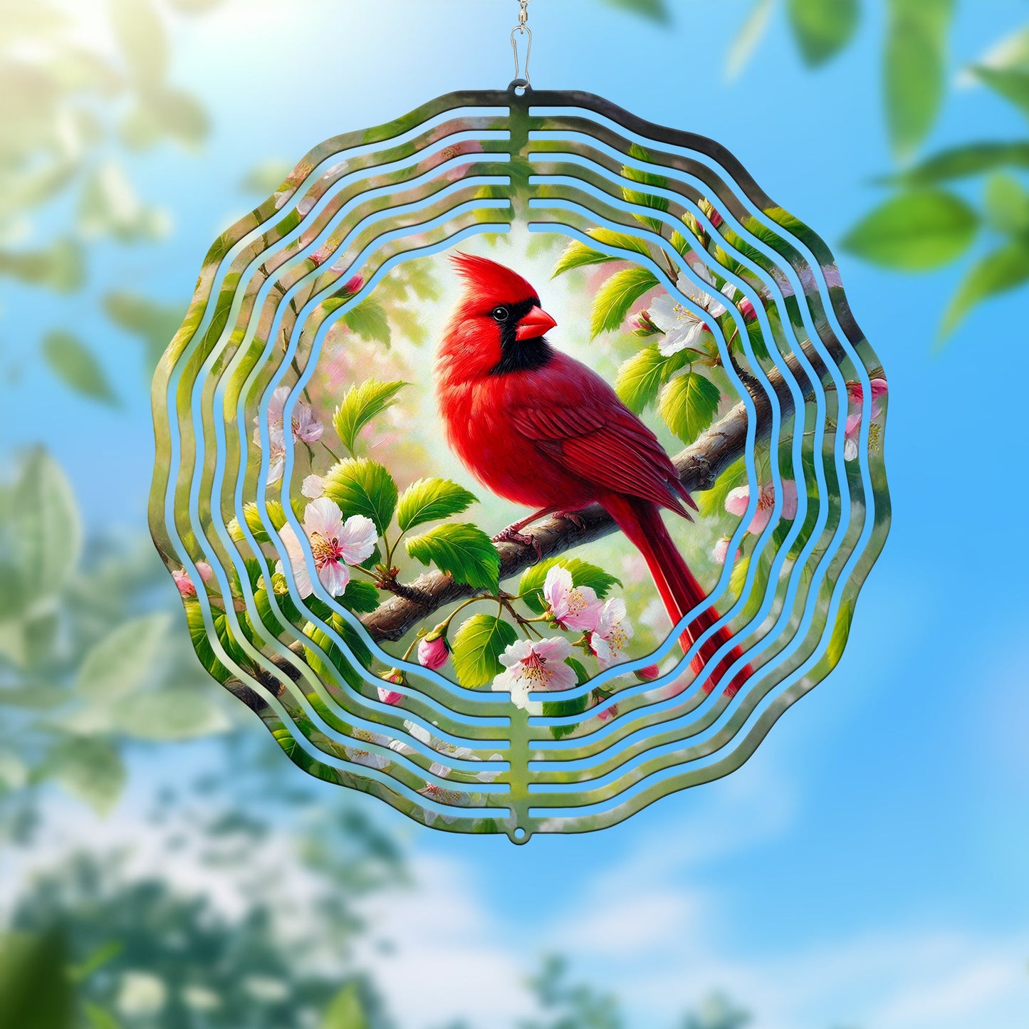 Red Cardinal Bird Spring Wind Spinner VTM930WS