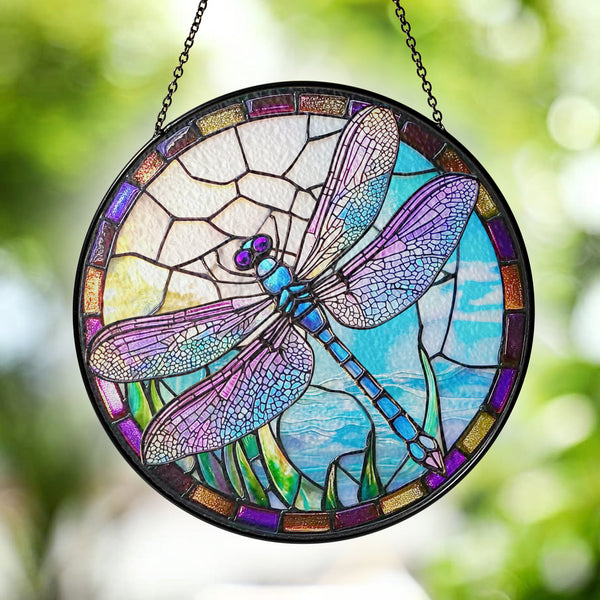 Dragonfly Spring Stained Glass Suncatcher TQN4671SS