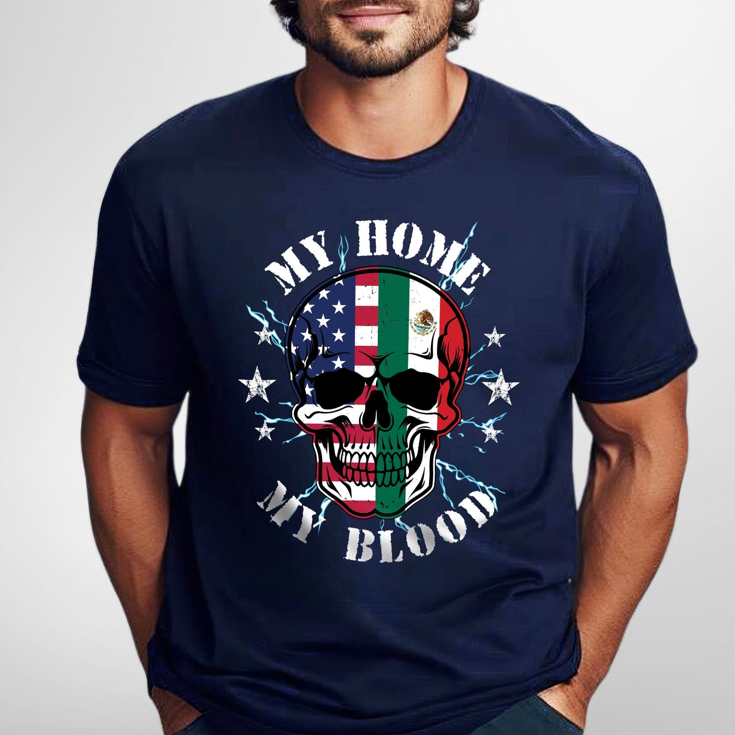 Mexico America, My Home My Blood, Mexican American T-Shirt TPT2635NTH