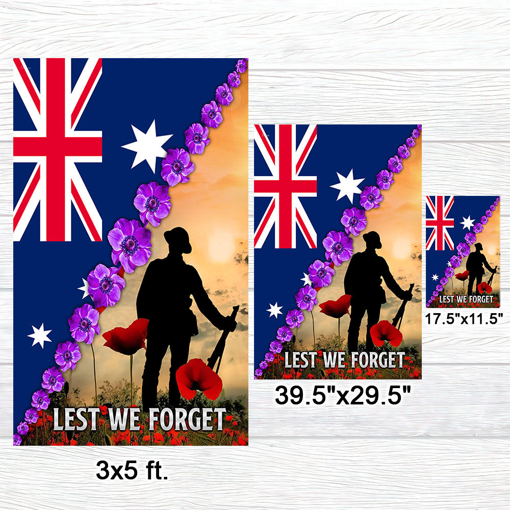 Anzac Day Lest We Forget Purple Poppy Australia Veteran Flag MLN925F