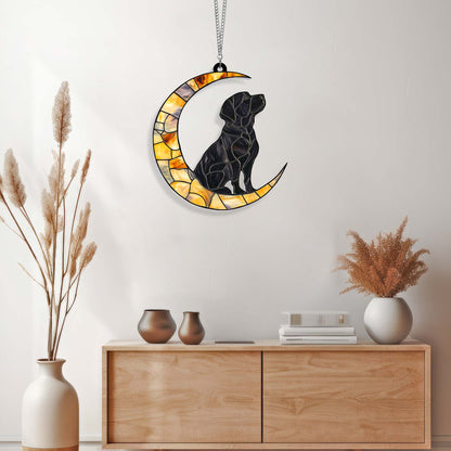 Labrador Retriever Dog On The Moon Acrylic Suncatcher Hanging Sign TQN4877LTH
