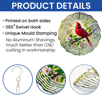 Red Cardinal Bird Spring Wind Spinner VTM930WS