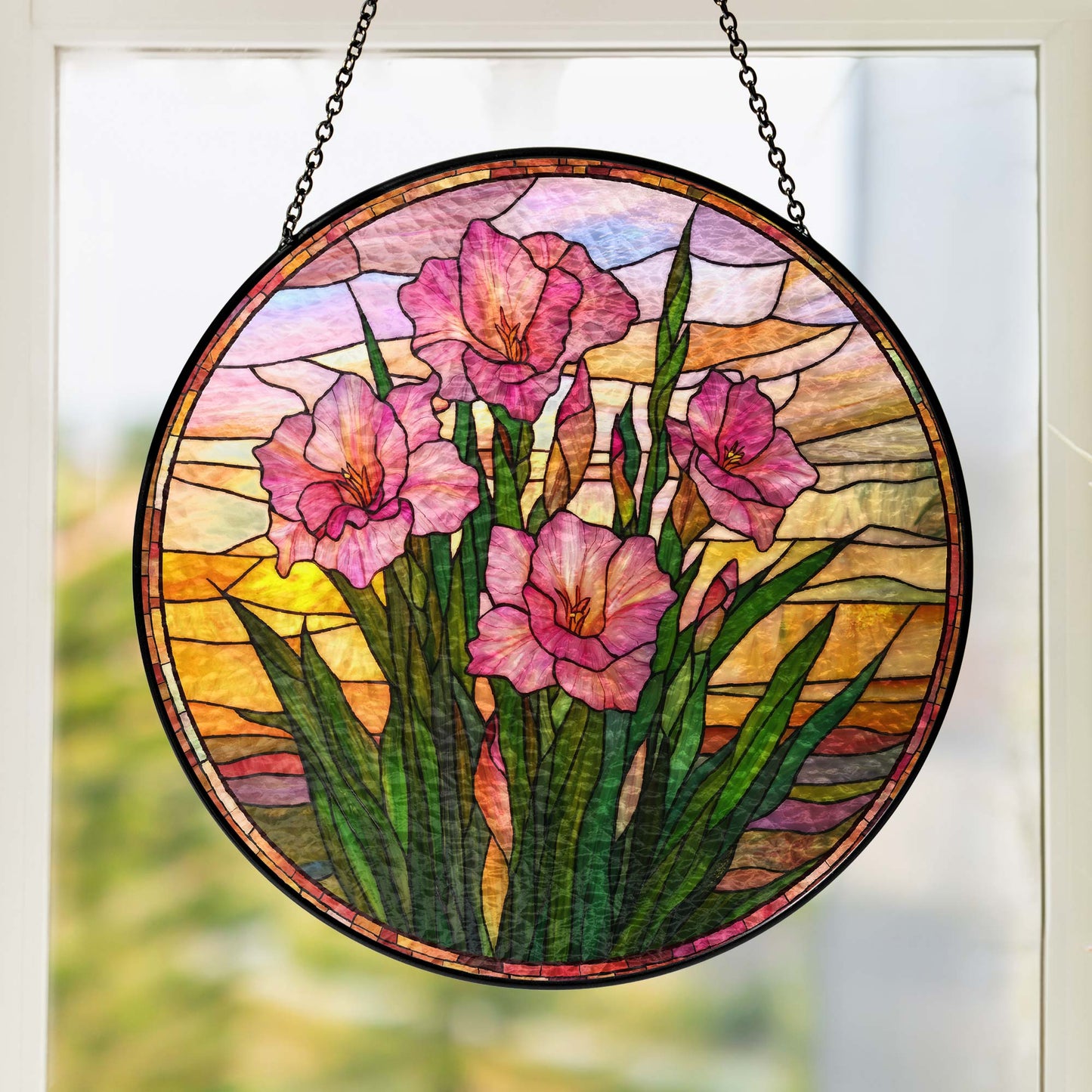 Personalized Birth Month Flowers Stained Glass Suncatcher TQN4882LTH
