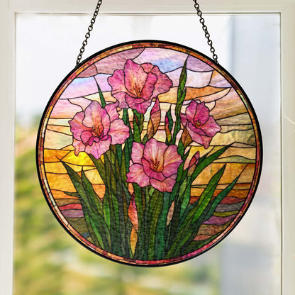 Personalized Birth Month Flowers Stained Glass Suncatcher TQN4882LTH