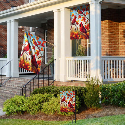 Cardinal Fall Autumn Leaves Welcome Fall Flag MLN3685F