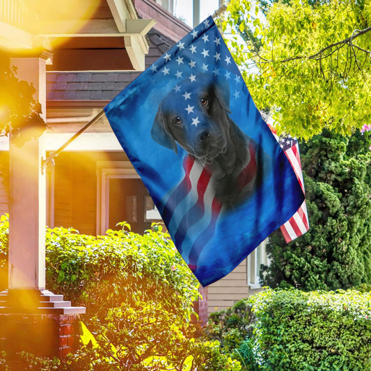 Black Labrador Dog Stars &amp; Stripes Flag
