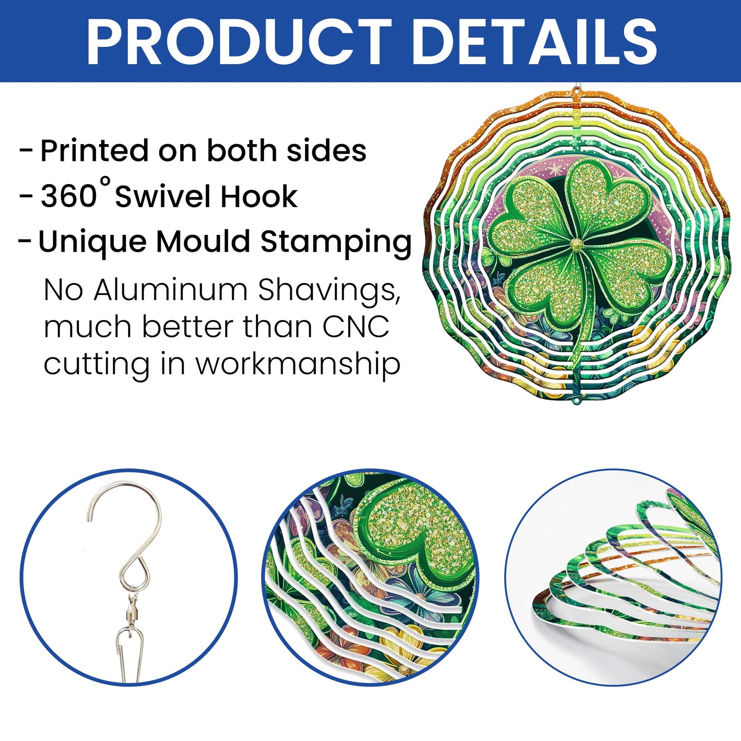 St. Patrick's Day Shamrock Rainbow Floral Wind Spinner VTM1047NGT