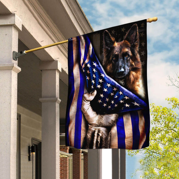 German Shepherd. Police Dog. K9. The Thin Blue Line Flag
