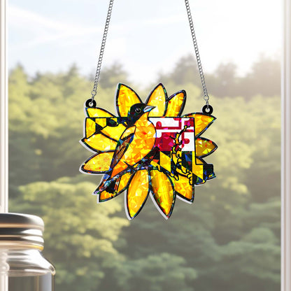 Maryland Baltimore Oriole Bird Hologram Window Hanging VTM1528NGT