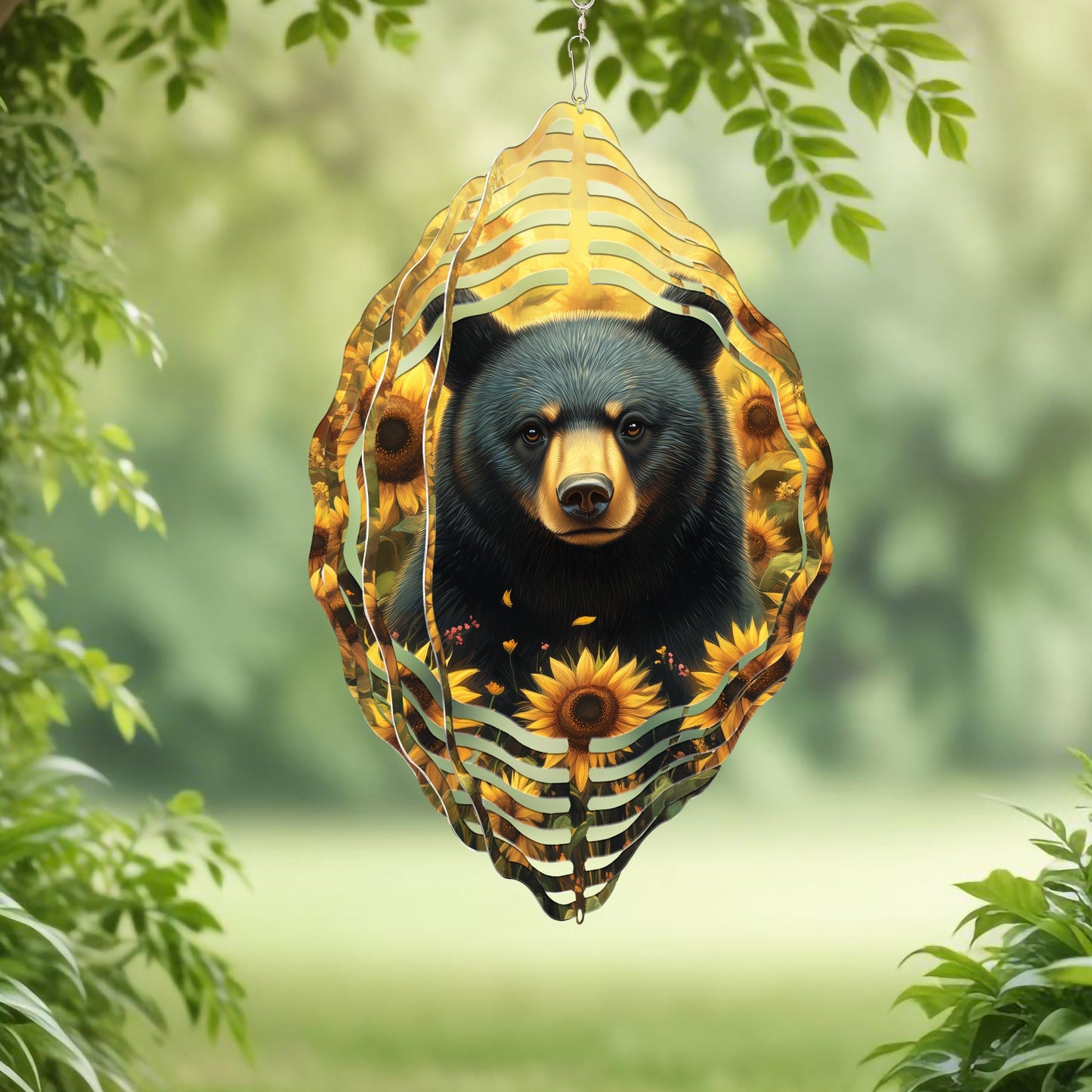 Black Bear with Sunflowers Wind Spinner VTM965WS