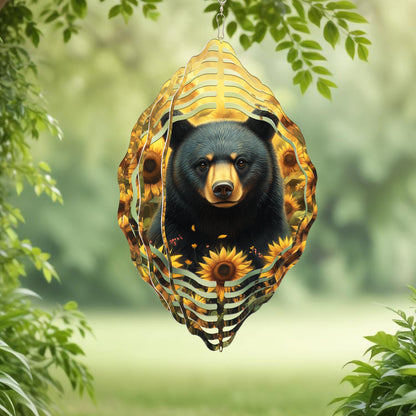 Black Bear with Sunflowers Wind Spinner VTM965WS