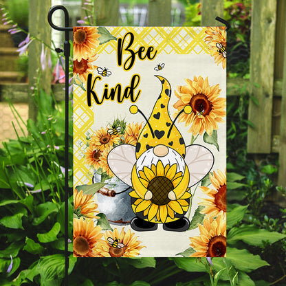 Bee Gnome Sunflower Bee Kind Flag MLN343F
