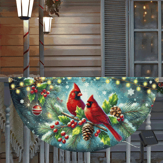Cardinal Christmas Winter Red Bird Xmas Solar LED Fan Flag TQN4244SL