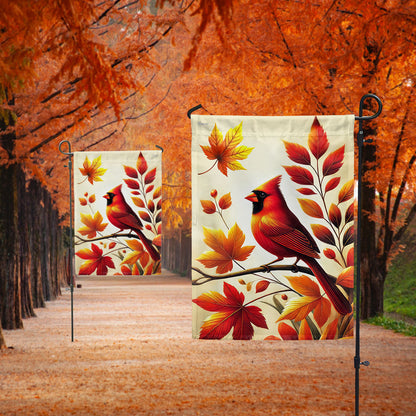 Cardinal Fall Autumn Leaves Flag MLN3564F