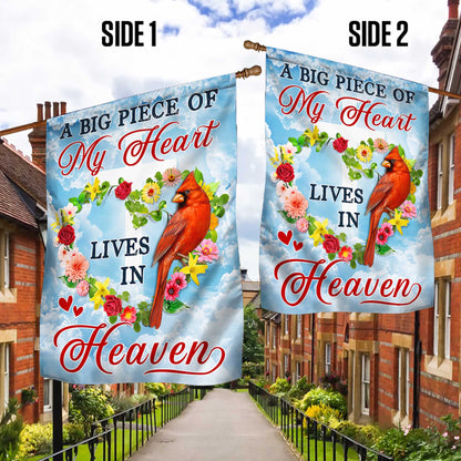 Cardinal Memorial A Big Piece Of My Heart Lives In Heaven Flag MLN1290F