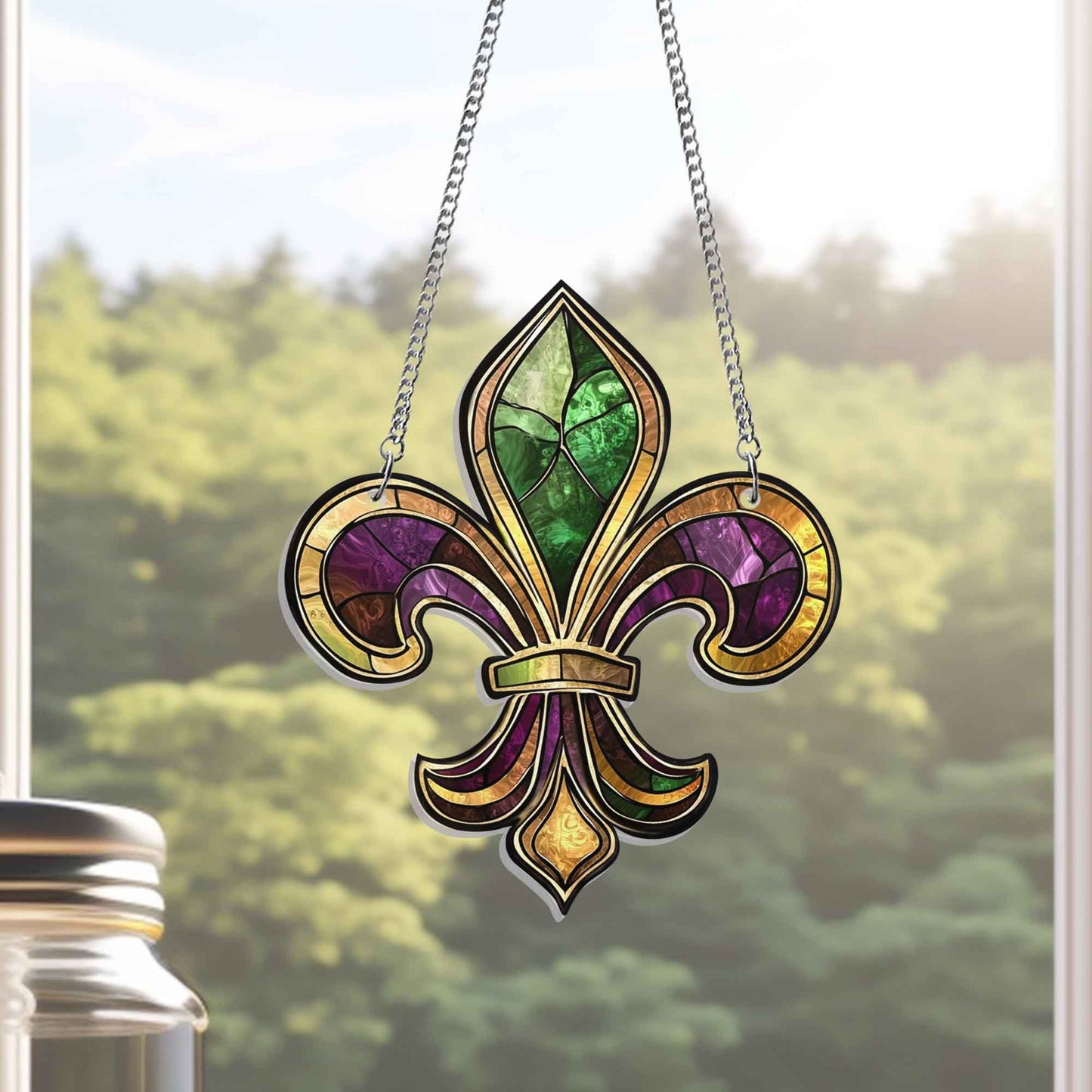 Louisiana Mardi Gras Fleur De Lis Acrylic Suncatcher Hanging TPT2544AS
