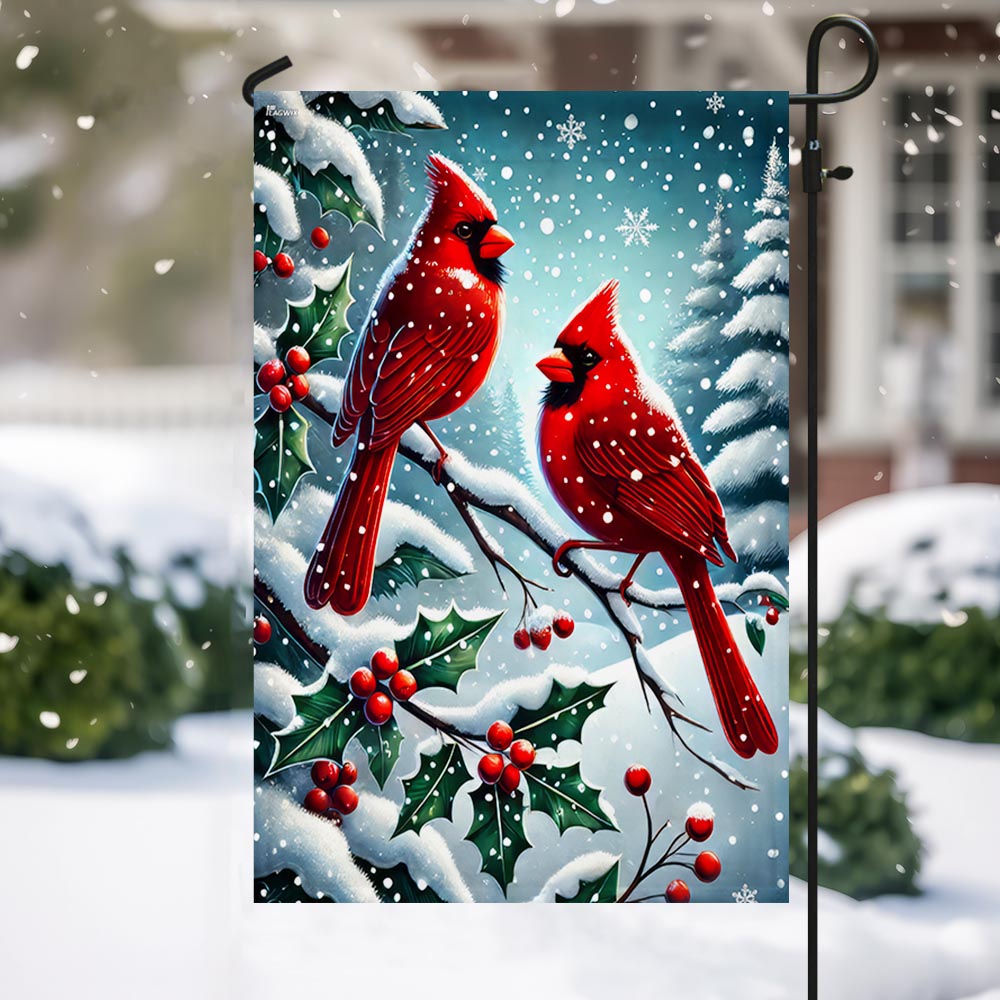 Cardinal Bird Christmas Flag TQN3797F