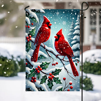 Cardinal Bird Christmas Flag TQN3797F