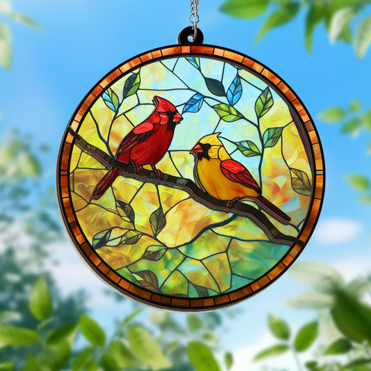Cardinal 2 Layered Hanging Suncatcher PN267WH24
