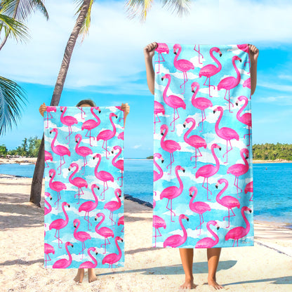 Pink Flamingo Tropical Summer Beach Towel TQN5289NTH