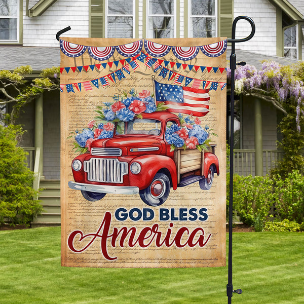 Flagwix American Flag - God Bless America Red Truck 4th Of july Flag TQN1281F