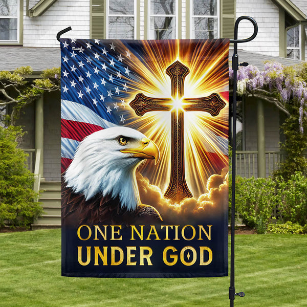 Eagle Patriot Christian Cross One Nation Under God Flag MLN5712TTH