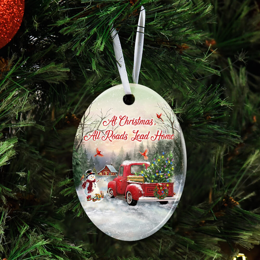 At Christmas All Roads Lead Home Ceramic Ornament