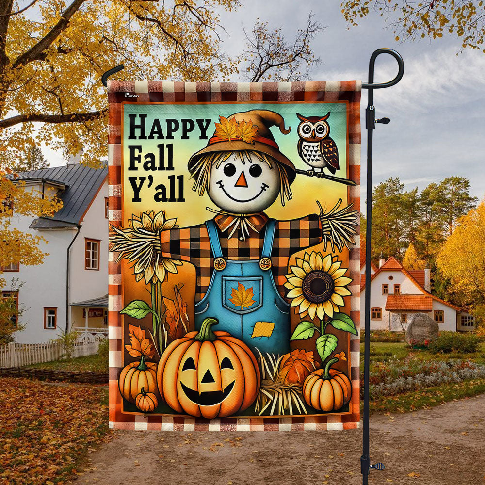 Autumn Scarecrow Happy Fall Y'all  Flag MLN3460F