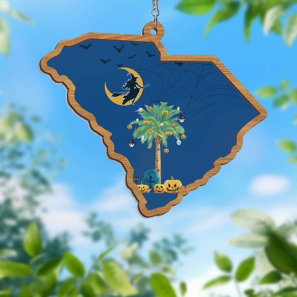 South Carolina Halloween 2 Layered Hanging Suncatcher MLN3828WH