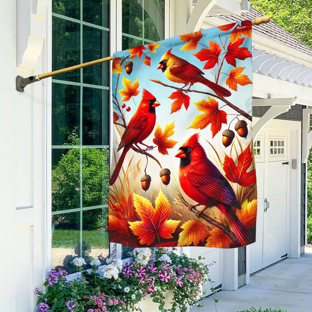 Cardinal Fall Autumn Leaves Welcome Fall Flag MLN3685F