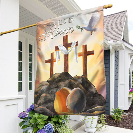 He Is Risen Easter Christian Cross Religious Flag TQN4947NTH