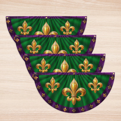 Mardi Gras Fleur De Lis Non-Pleated Fan Flag TQN4676FL
