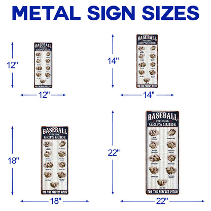 Baseball Pitching Grips Hanging Metal Sign