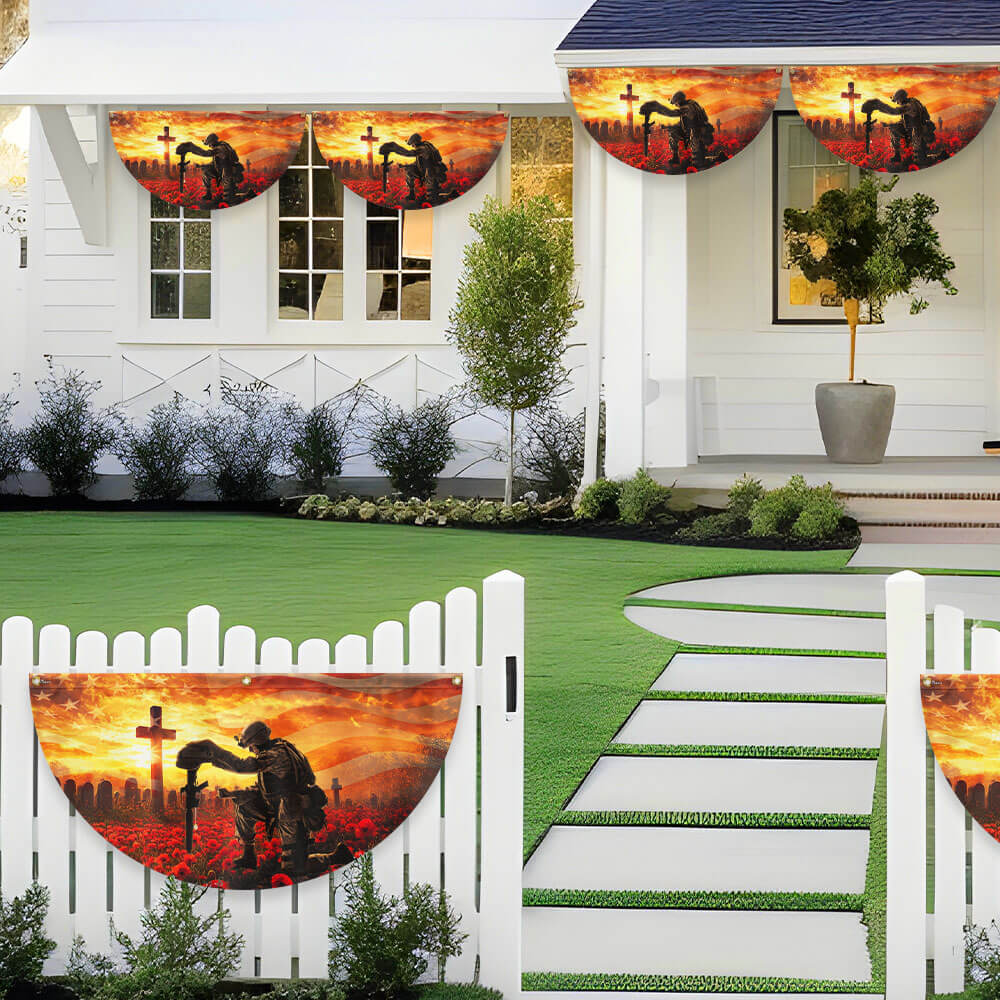 Memorial Day Honors Fallen Veterans Military Patriotic Non-Pleated Fan Flag TQN5262TNB