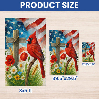 Memorial Cardinal Christian Cross American Flag TPT2709TNB
