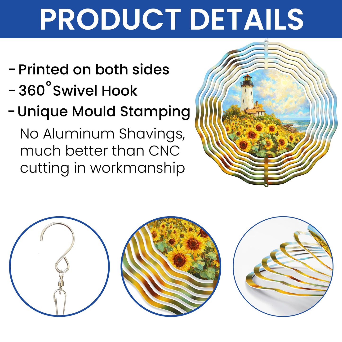 Sunflowers Lighthouse Wind Spinner VTM934WS