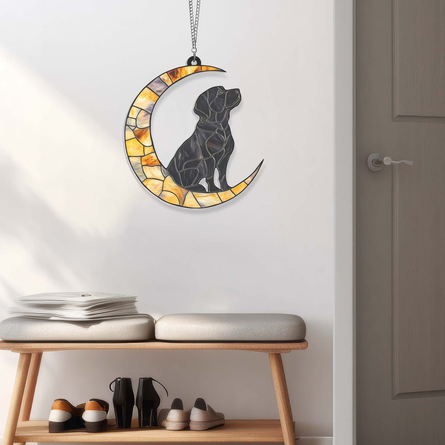 Labrador Retriever Dog On The Moon Acrylic Suncatcher Hanging Sign TQN4877LTH