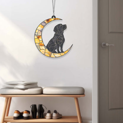 Labrador Retriever Dog On The Moon Acrylic Suncatcher Hanging Sign TQN4877LTH