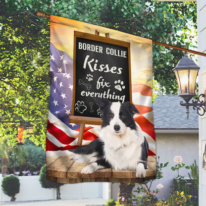 Border Collie Kisses Fix Everything Flag QNK1035Fv2