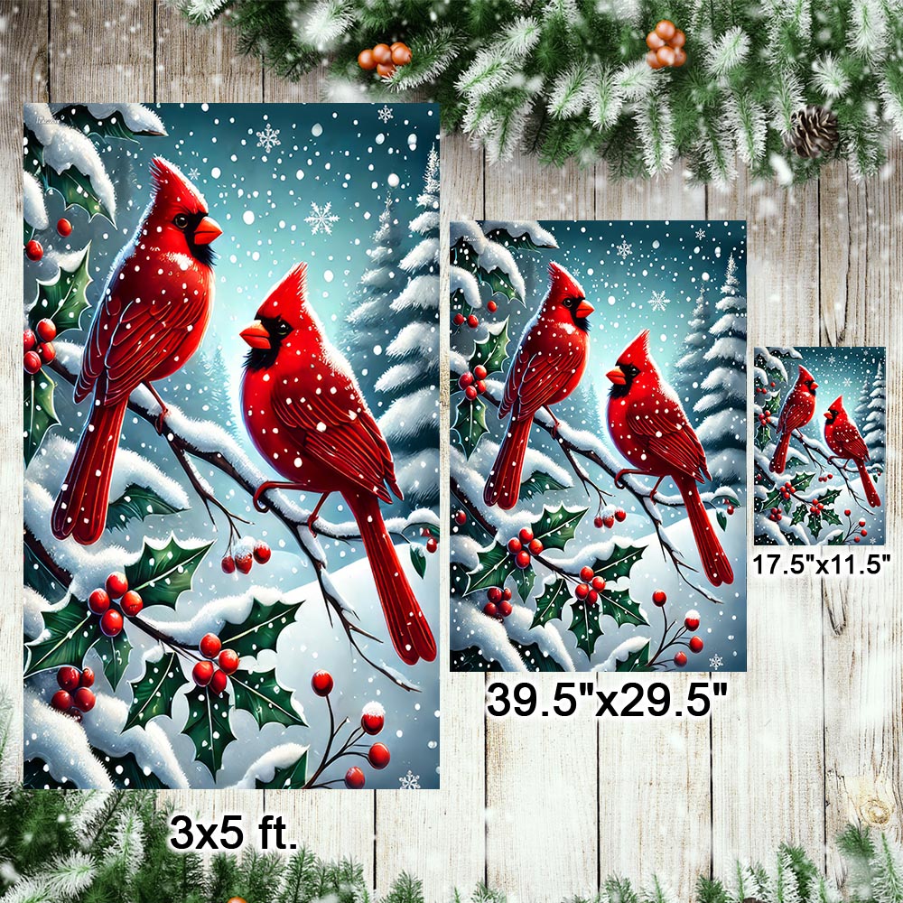 Cardinal Bird Christmas Flag TQN3797F