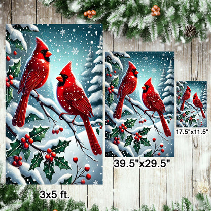 Cardinal Bird Christmas Flag TQN3797F