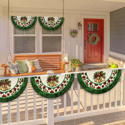 Beautiful Jingle Bells Poinsettia Flowers Christmas Bunting TQN3734FL