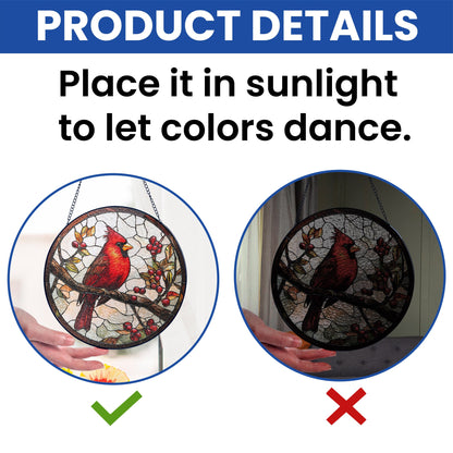 Cardinal Bird Memorial Stained Glass Suncatcher TQN5086BQT