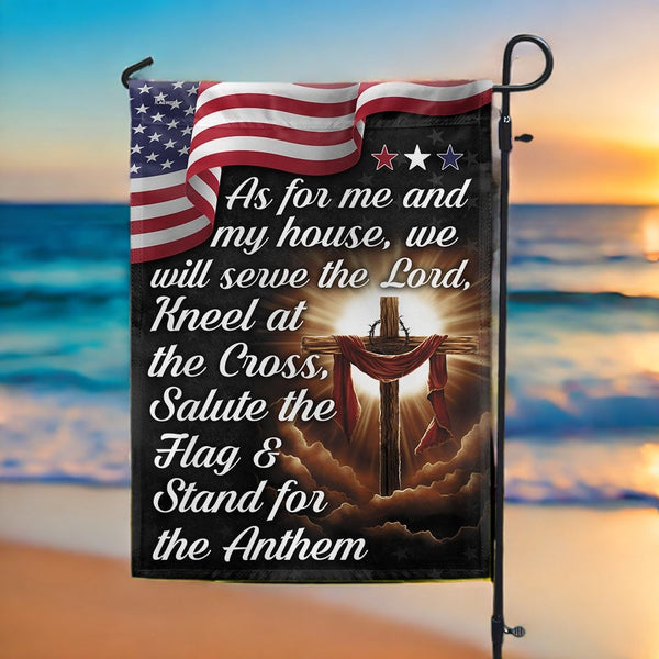 FLAGWIX  Jesus Cross American Flag As For Me And My House We Will Serve The Lord Flag MLN2495F