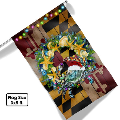 Blue Crab Maryland Christmas Flag TPT480F