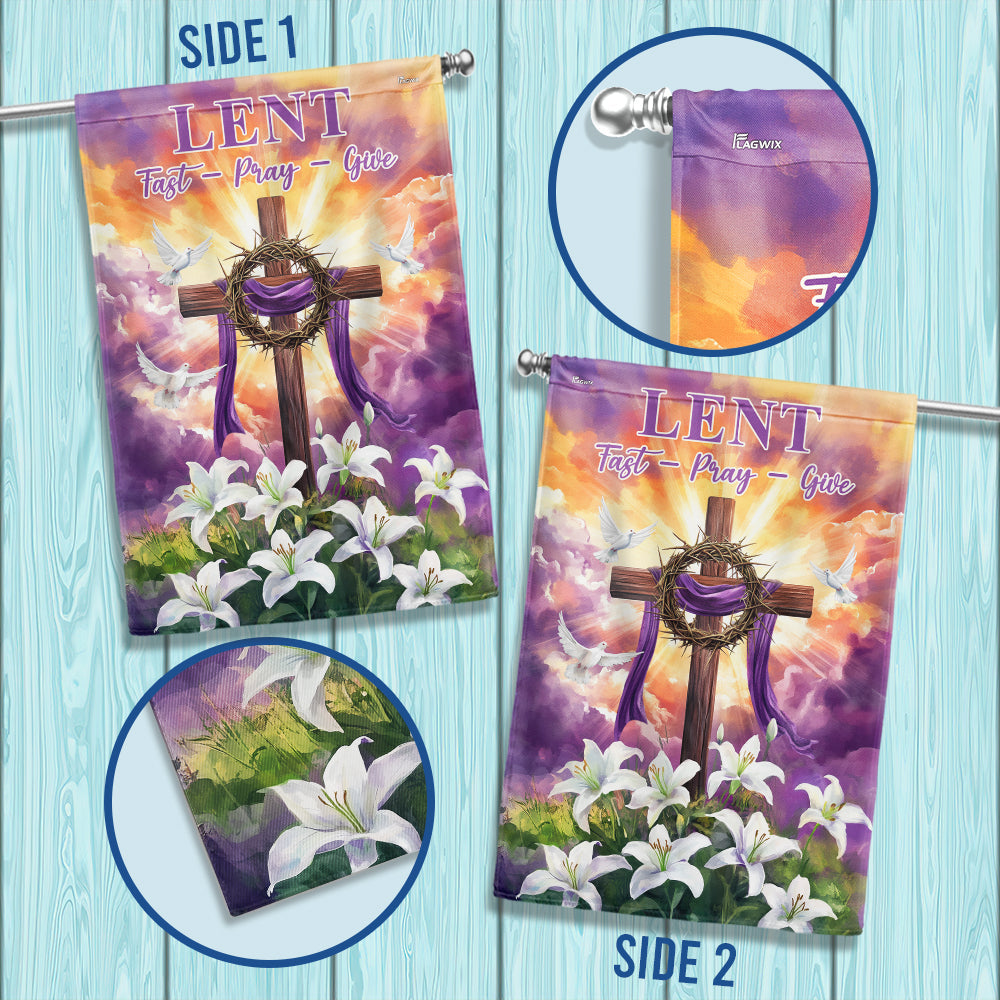 The Season Of Lent Easter Flag Christian Cross Purple Lent Flag VTM1186NGT