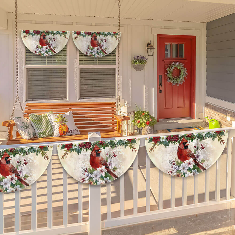 Cardinal Bird Winter Christmas Non-Pleated Fan Flag TQN3959FL