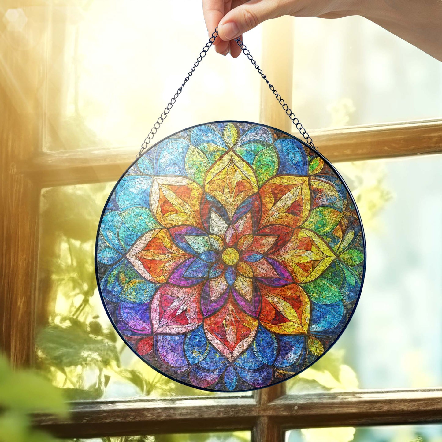 Mandala Stained Glass Suncatcher TQN5187HVN
